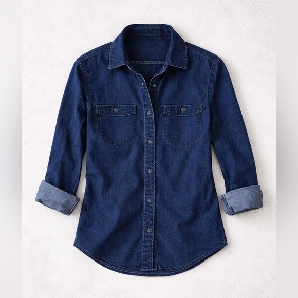 Armani Exchange Tops - Armani Exchange Vintage Dark Blue Denim Western Y2K Button Down Shirt- size S